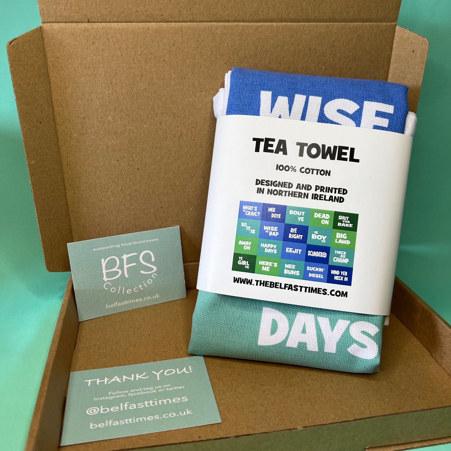 Norn Iron Tea Towel (blue/green)