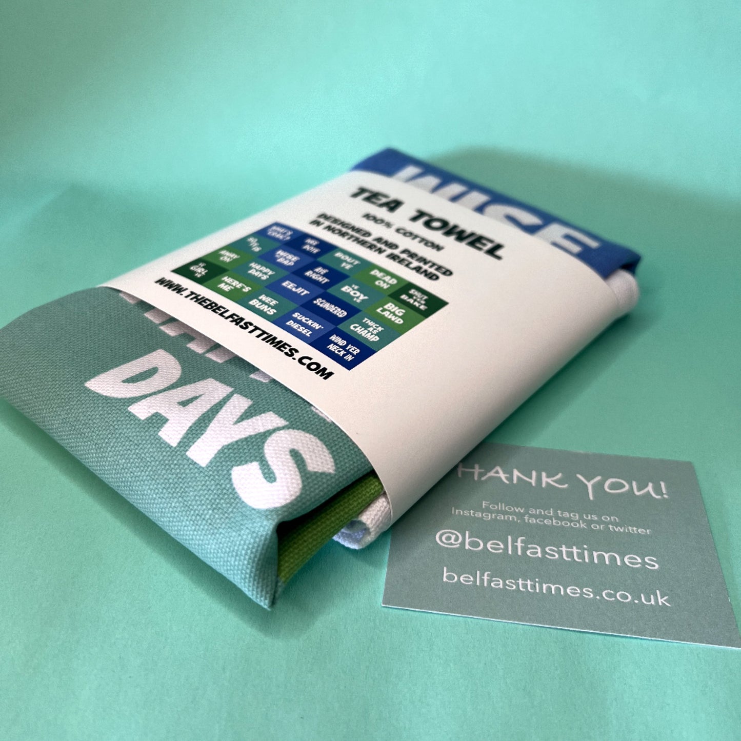 Norn Iron Tea Towel (blue/green)