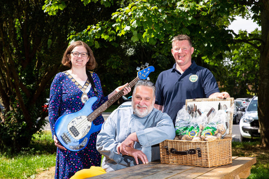 The Mayor of Ards and North Down, Councillor Jennifer Gilmour, with Brian Magill (SERC Lecturer) and Richard Orr (Chairman of Comber Earlies Growers' Cooperative). Image: Graham Baalham-Curry