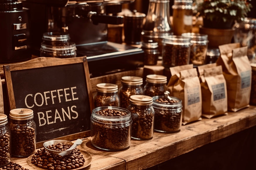 Display of coffee and beans